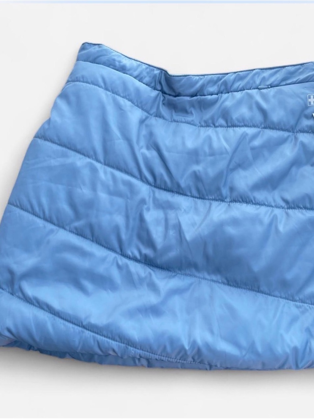 Swiss Tech Light Blue Quilted Puffer Mini Skirt